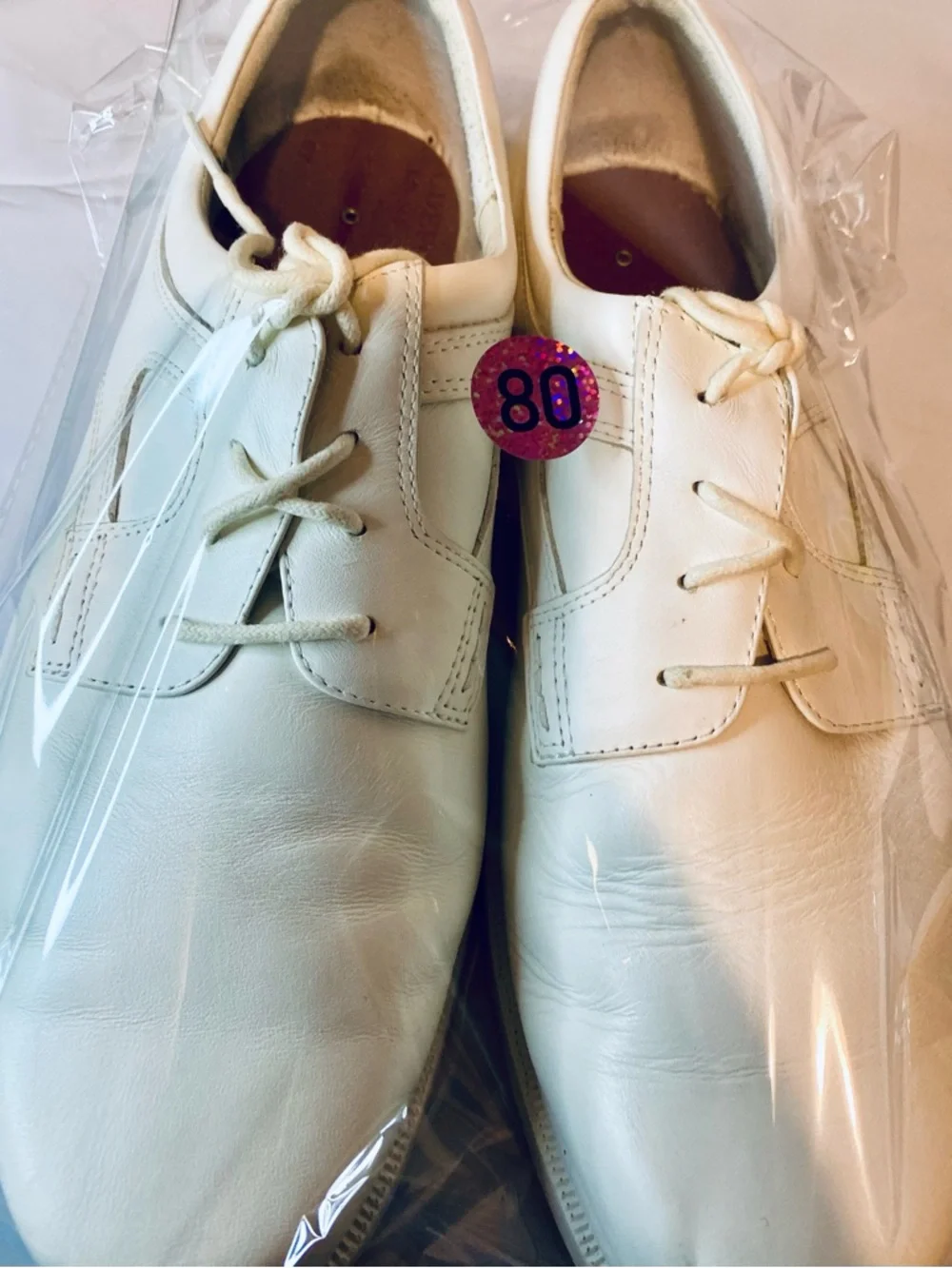 Men’s Propet White Leather Lace-Up Derby Shoes Size 11